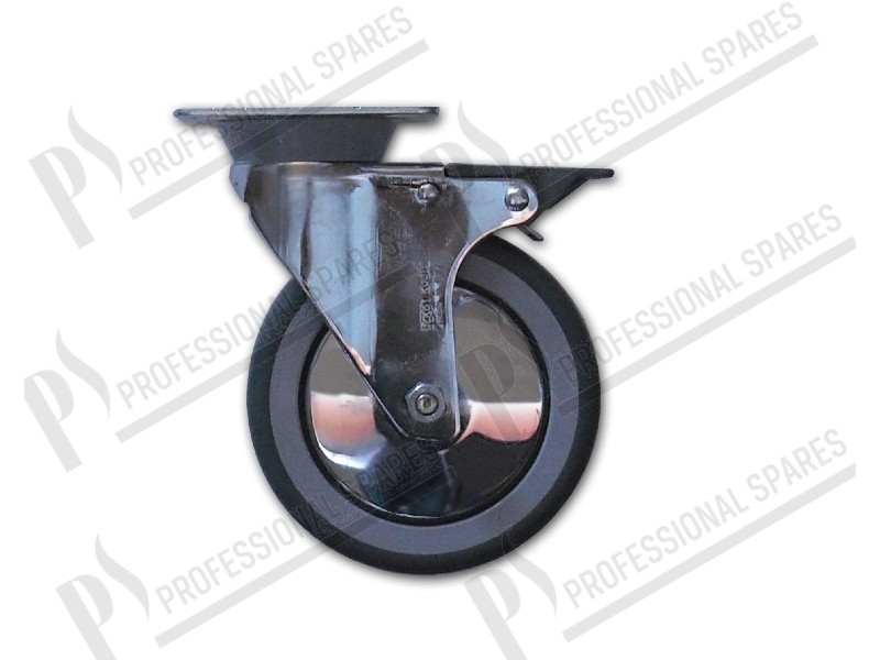 Roulette pivotante à platine avec frein Ø 125x30 mm - chromè