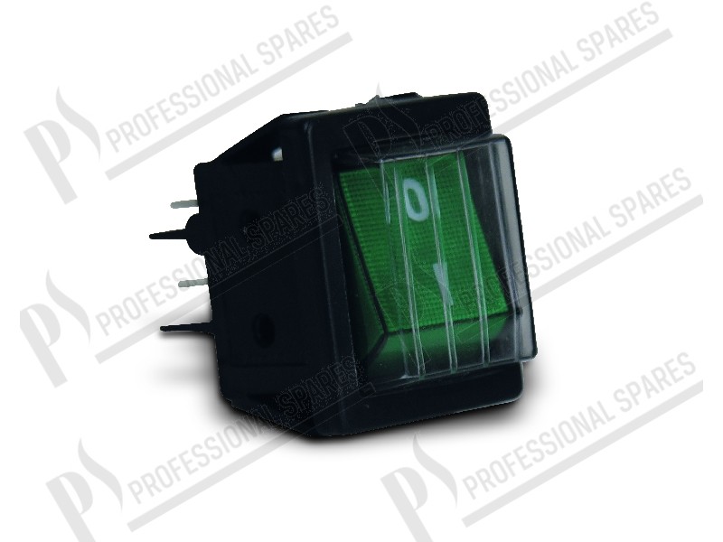 Interruptor basculante luminoso verde 22x30 mm. 0-I