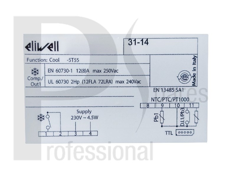 Thermoregulator Eliwell IDPlus 961 NTC 2Hp 230Vac
