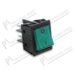 Green double-pole backlit switch 22x30 mm. 0-I